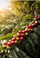 Coffee cherries on tree